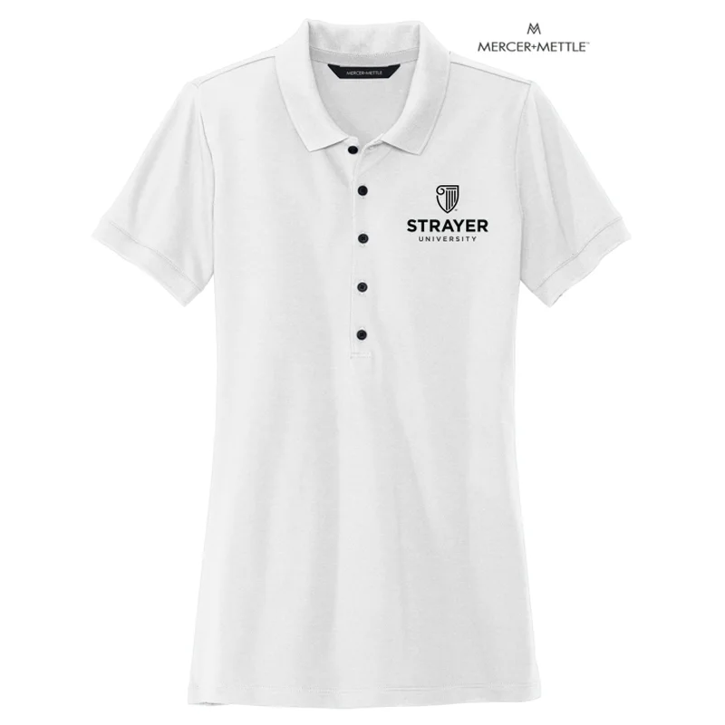 NEW STRAYER MERCER+METTLE™ Women’s Stretch Heavyweight Pique Polo - White