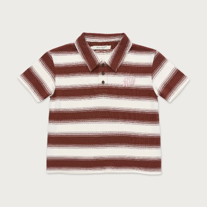 Womens Striped Polo - Brown