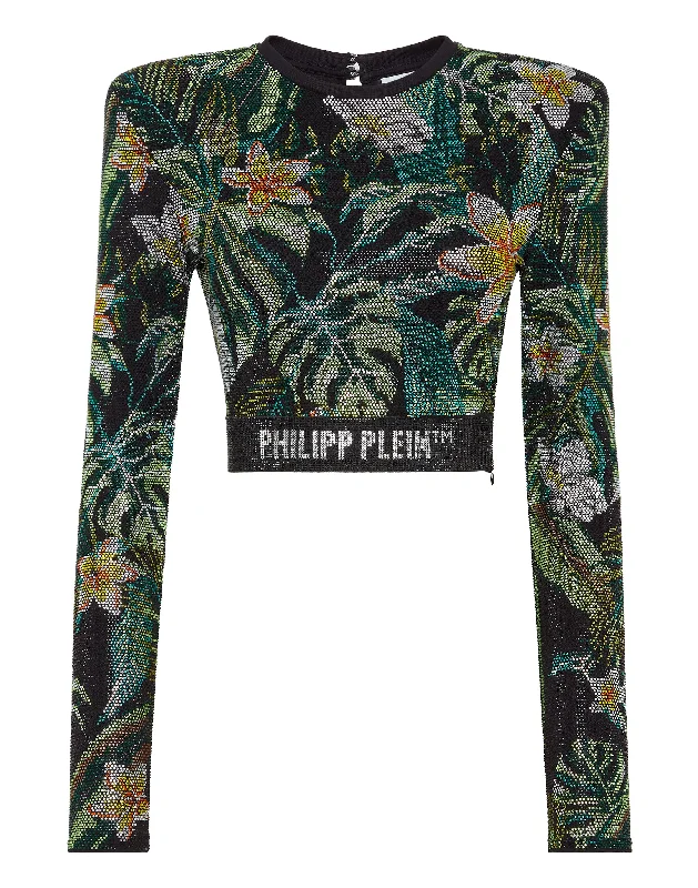 Shoulder Pad Cropped Top LS Hawaii
